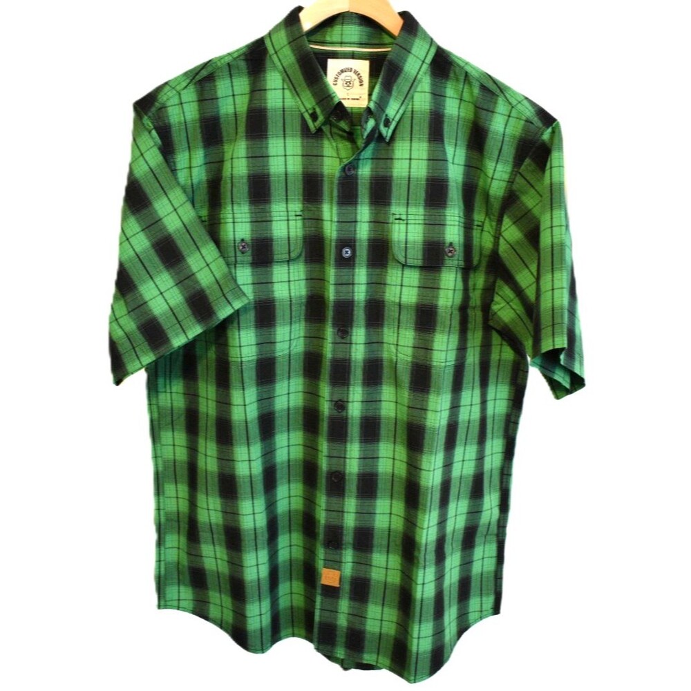 Dubinik Shirt Mens Large L Green Plaid Customized Version Fall Western Cowboy